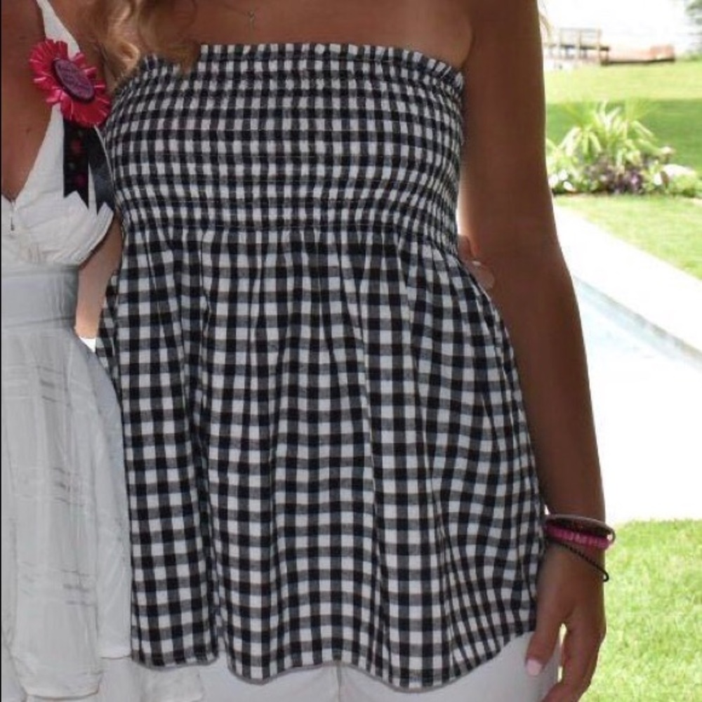 Strapless Gingham Top